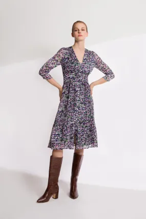 Robe boutonnée imprimé liberty Caliste - mauve - SUNCOO